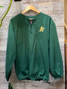 Rawlings | Vintage 90s Oakland A's "Stretch Tech" Windbreaker - Men's S, Green